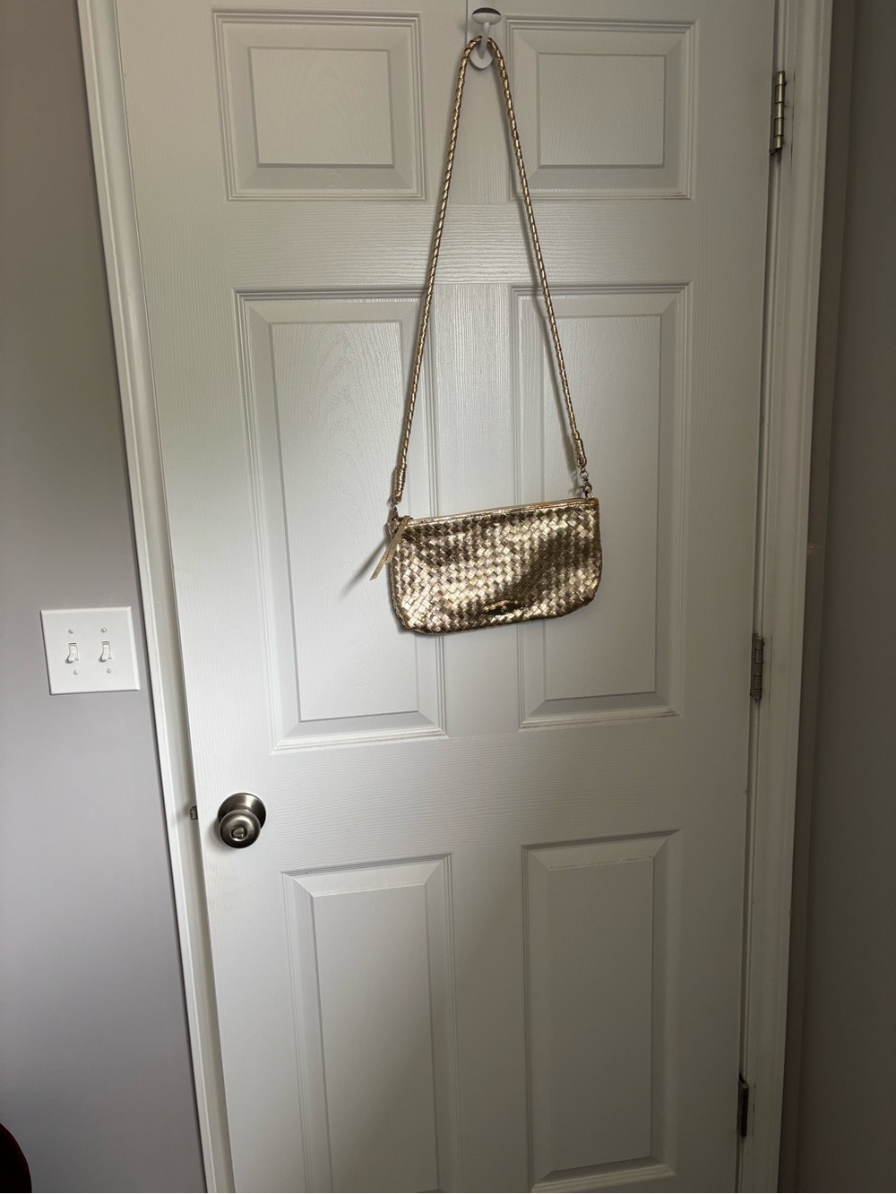 Elliott Lucca Metallic Gold Woven Leather Crossbody